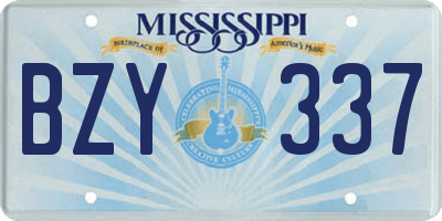 MS license plate BZY337