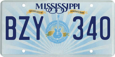 MS license plate BZY340