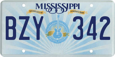 MS license plate BZY342