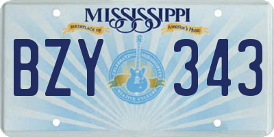 MS license plate BZY343