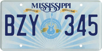 MS license plate BZY345