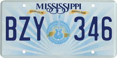 MS license plate BZY346