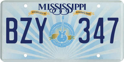 MS license plate BZY347