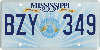 MS license plate BZY349