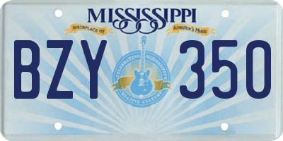 MS license plate BZY350