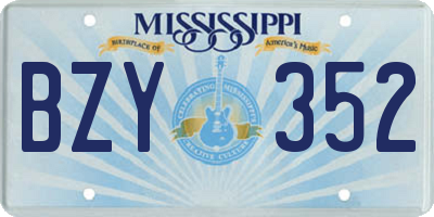 MS license plate BZY352