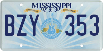 MS license plate BZY353
