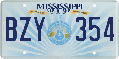 MS license plate BZY354