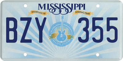 MS license plate BZY355
