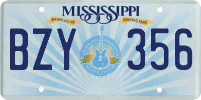 MS license plate BZY356