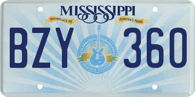 MS license plate BZY360