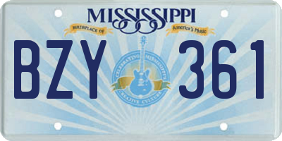 MS license plate BZY361