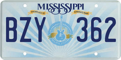 MS license plate BZY362