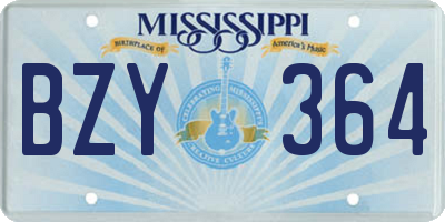 MS license plate BZY364