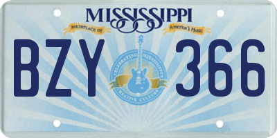 MS license plate BZY366