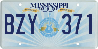 MS license plate BZY371