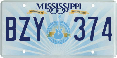 MS license plate BZY374