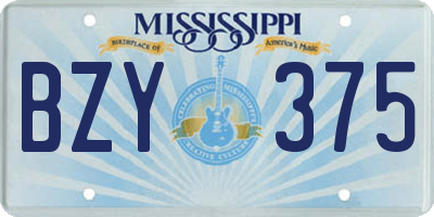 MS license plate BZY375
