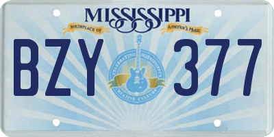MS license plate BZY377