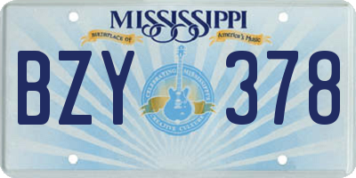 MS license plate BZY378