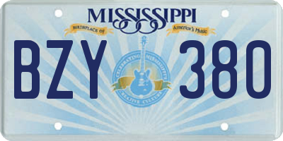 MS license plate BZY380