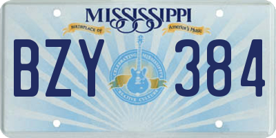 MS license plate BZY384
