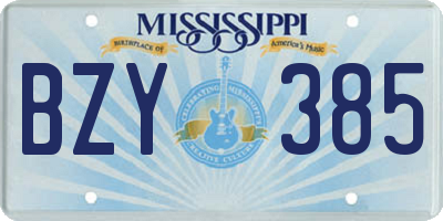 MS license plate BZY385