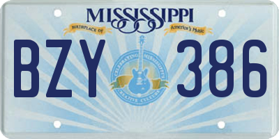MS license plate BZY386