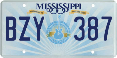 MS license plate BZY387