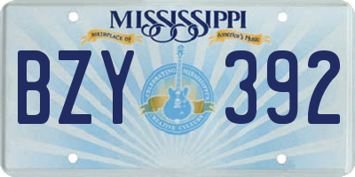 MS license plate BZY392
