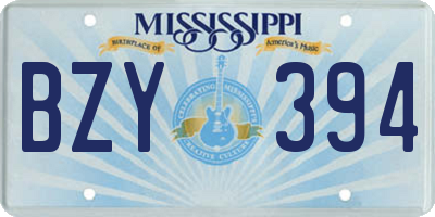 MS license plate BZY394