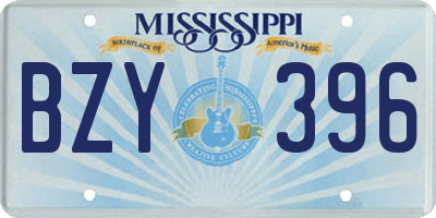 MS license plate BZY396