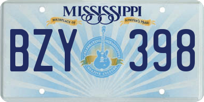 MS license plate BZY398
