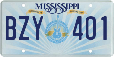 MS license plate BZY401