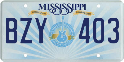 MS license plate BZY403