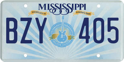 MS license plate BZY405