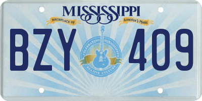 MS license plate BZY409