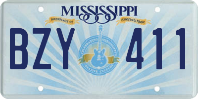 MS license plate BZY411