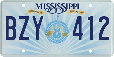 MS license plate BZY412