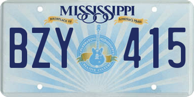 MS license plate BZY415