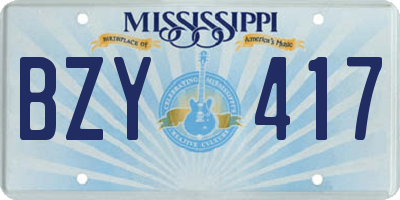 MS license plate BZY417