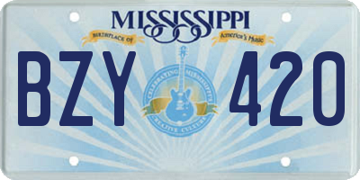 MS license plate BZY420