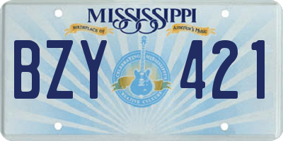 MS license plate BZY421