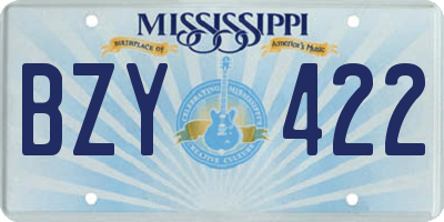 MS license plate BZY422