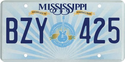 MS license plate BZY425