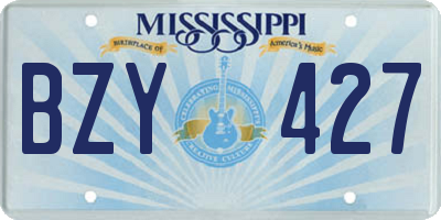 MS license plate BZY427