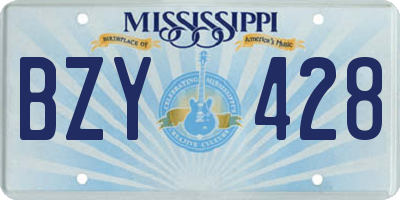 MS license plate BZY428