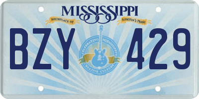 MS license plate BZY429