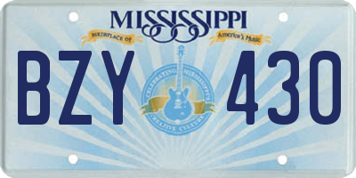 MS license plate BZY430