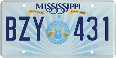 MS license plate BZY431